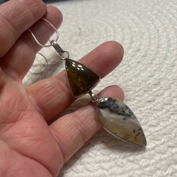 Natural DENDRITE OPAL Handmade Sterling 925 Pendant/Chain #660D - Picture 3 of 3